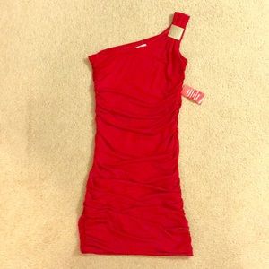 Red mini one shoulder sexy dress